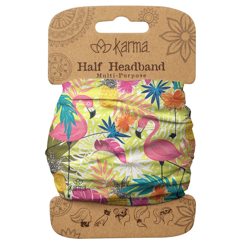 Karma Flamingo Headband for Women - Medium - Fabric Headband and Stretchy Hair Scarf - Multicolor - Image 1