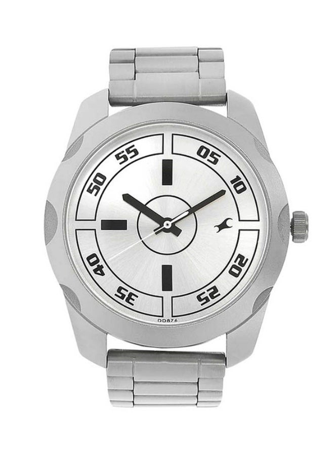 Fastrack Fashion Analogue Silver Round Dial Silver Stainless Steel Strap Watch for Men-3123SM02 - Image 1