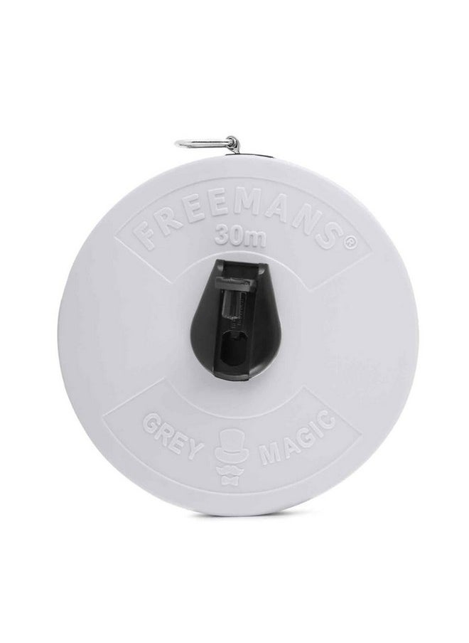 FREEMANS FREEMANS FM30 Grey Magic Fibreglass Measuring Tape - 30m/100ft With Unbreakable ABS Case || Durable Winding Mechanism Handle and Steel End Hook || Grey Color  - Image 1