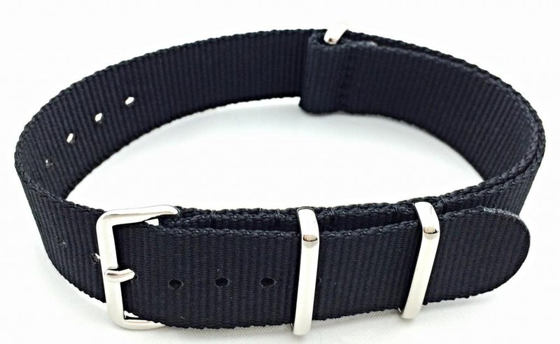 NewLife 20mm Nylon Watch Strap | Black, Military Style Replacement, Fabric Wrist Band for Men and Women - Black - Image 2