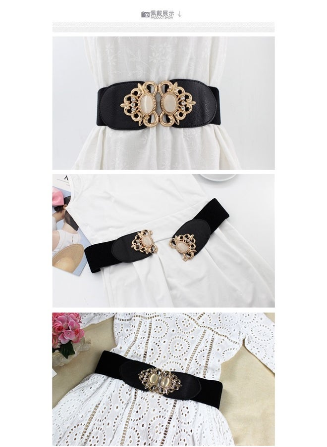 Generic Western Women Stretch Elastic High Waist Floral Belts Designer Wide Flower Corset Belt Blouse Jeans Dress Waistband  - Image 4