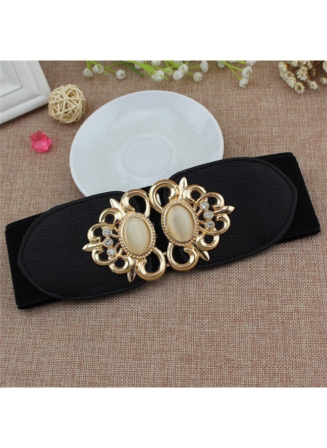 Generic Western Women Stretch Elastic High Waist Floral Belts Designer Wide Flower Corset Belt Blouse Jeans Dress Waistband  - Image 3