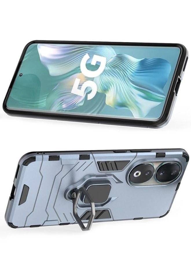 RUGGED SHIELD - Honor 90 Case, Built-in 360° Rotate Ring Kickstand, Military Grade Shockproof Test, Heavy Duty Shockproof Protective Case for Honor 90 (6.7"), Blue - Image 1