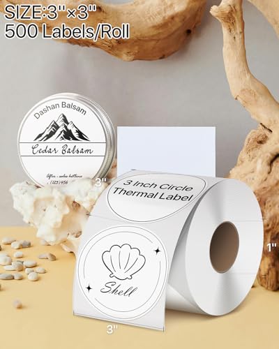 iEager 3 Inch Circle Thermal Sticker Labels, Self-Adhesive Round Direct Thermal Label, Multi-Purpose Roll Thermal Stickers, 500 Labels, White - Image 2