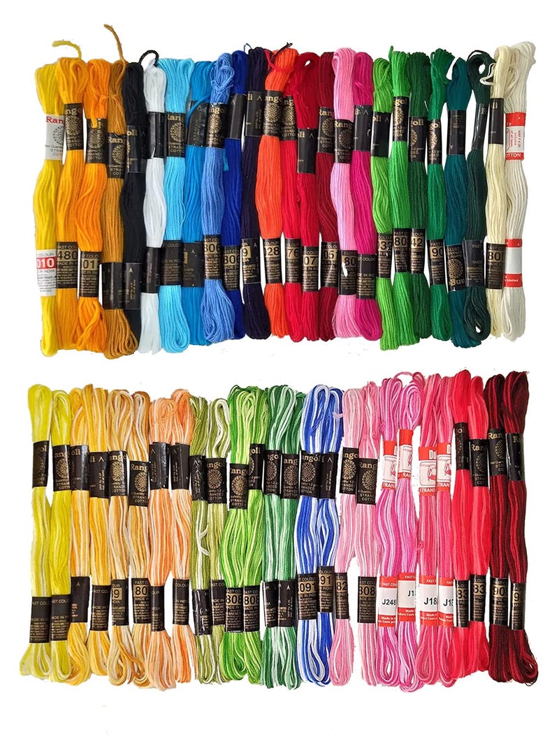 Homeistic Applience Ultimate Embroidery Thread Set: Stranded Cotton Threads Skein For Hand Embroidery&Craft.Create Masterpieces With Vibrant Colors(Multicolor With Double Shaded, Pack Of 50) - 400 Gm - Image 1