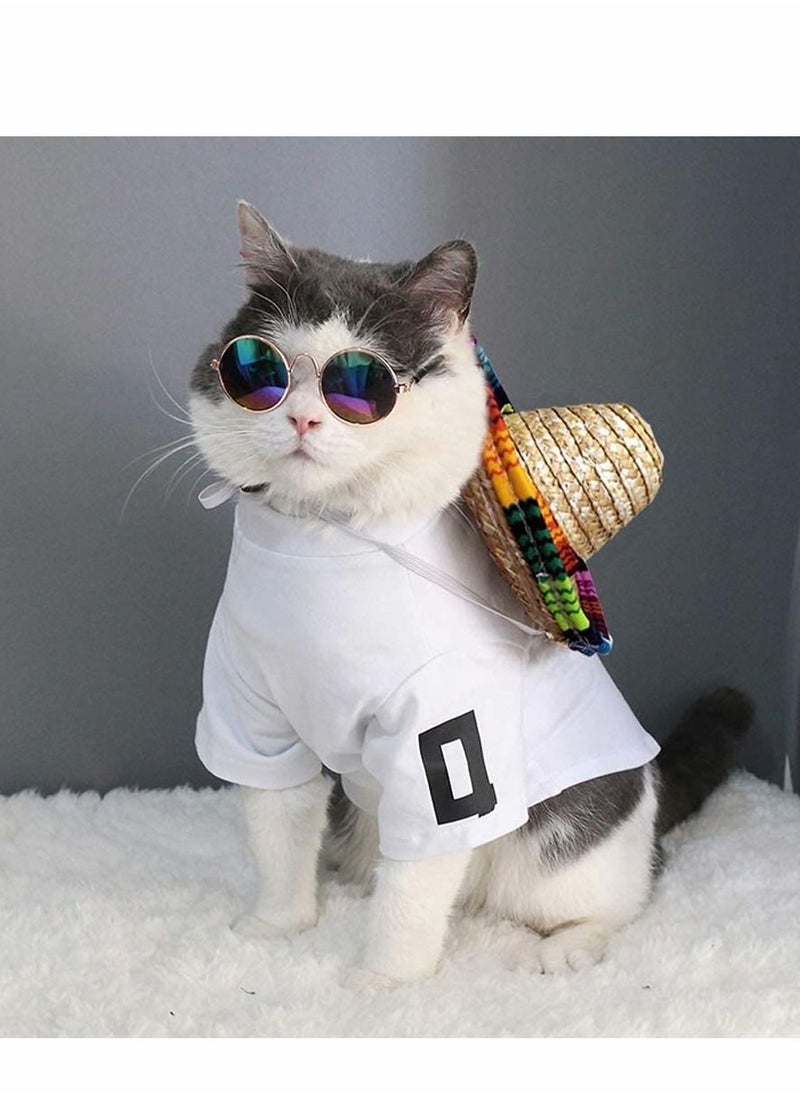 KASTWAVE Dog Sombrero Hat, Cat Mexican Hats Mini Straw with Multicolor TrimSombrero Party Hats for Small Pets/Puppy/Cat  - Image 2
