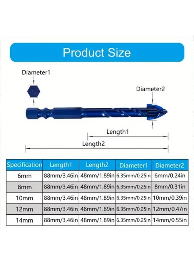 Blue Five Piece Set High Hardness Eccentric Drill Bit 6 8 10 12 14mm Glass Tile Ceramic Punching Offset Cutting - Image 5