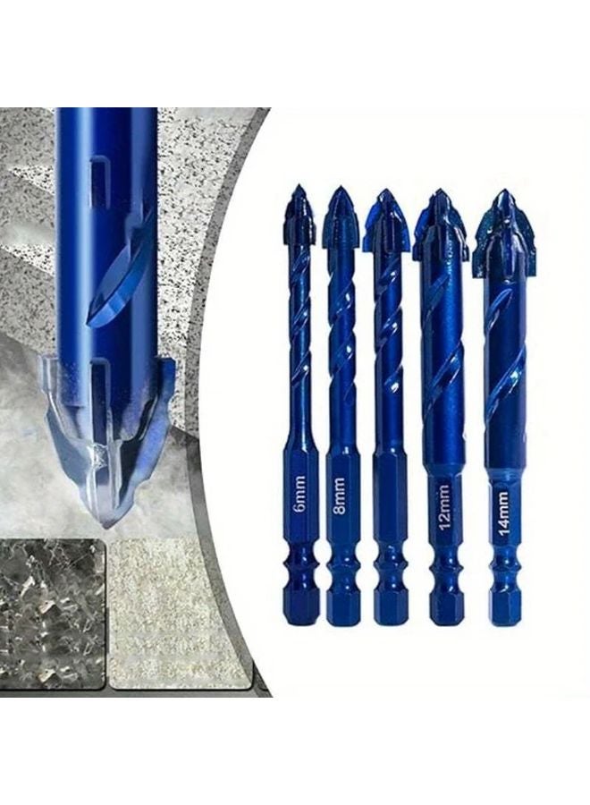 Blue Five Piece Set High Hardness Eccentric Drill Bit 6 8 10 12 14mm Glass Tile Ceramic Punching Offset Cutting - Image 2
