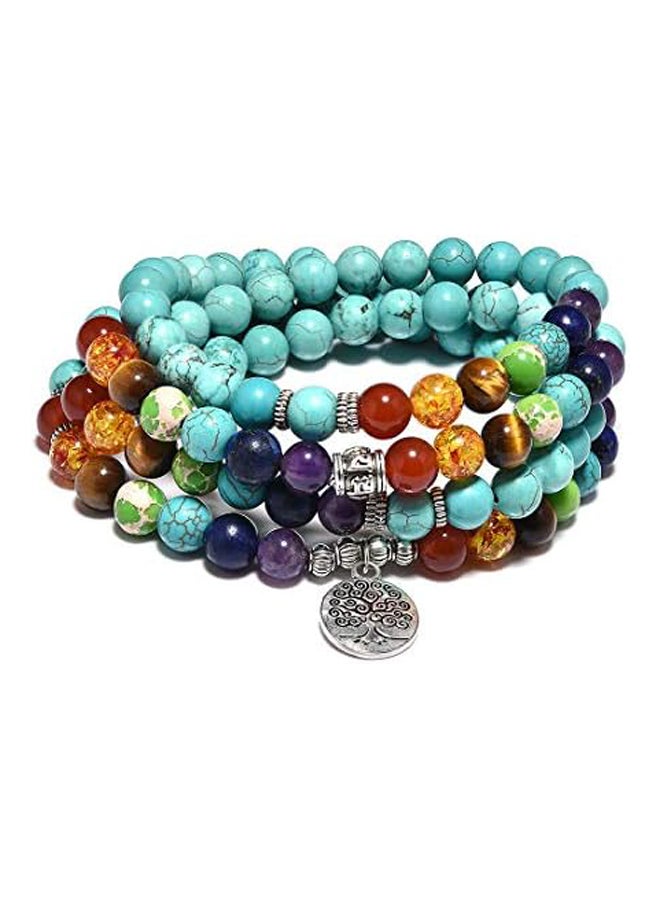 Cat Eye Jewels Chakra Bracelet 8mm Natural Stone Amethyst Crystal Bracelet 108 Mala Prayer Beads Layer Bracelets Tree of Life Pendant Necklace for Men Women - Image 2
