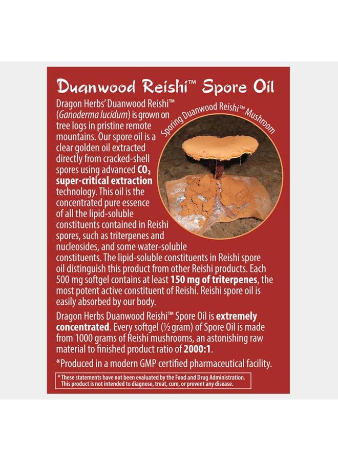 Dragon Herbs Duanwood Reishi Spore Oil Softgel Capsules - 30 Softgels, 500 mg each - Image 2