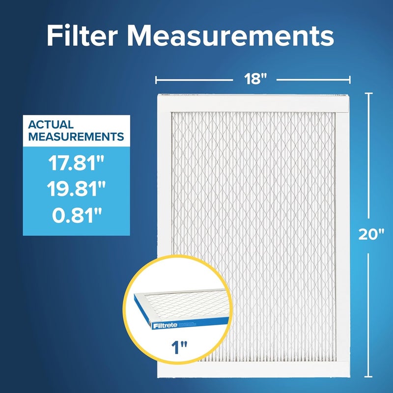FILTRETE 18x20x1 AC Furnace Air Filter, MERV 13, MPR 1900, Premium Allergen, Bacteria & Virus Filter, 3-Month Pleated 1-Inch Electrostatic Air Cleaning Filter, 2-Pack (Actual Size 17.81x19.81x0.81 in) - Image 3