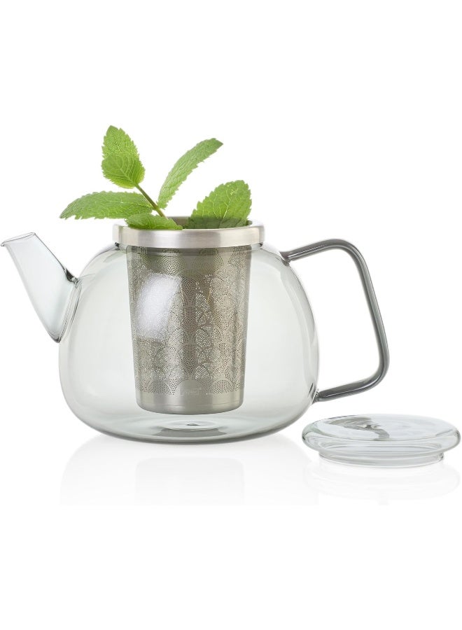 Adhoc إبريق الشاي AdHoc TK61 يونا من زجاج البورسليكات بلون رمادي دخاني خفيف بتصميم اسكندنافي ومزيج مواد أنيق بسعة 1.2 لتر من الشاي - Image 3