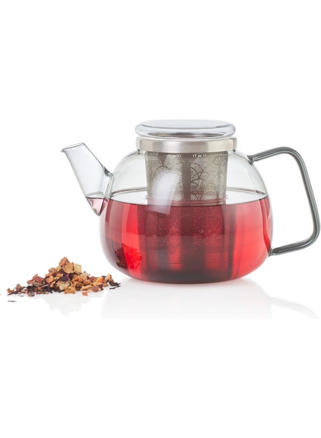 Adhoc إبريق الشاي AdHoc TK61 يونا من زجاج البورسليكات بلون رمادي دخاني خفيف بتصميم اسكندنافي ومزيج مواد أنيق بسعة 1.2 لتر من الشاي - Image 1