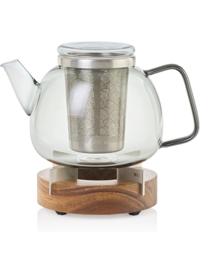 Adhoc إبريق الشاي AdHoc TK61 يونا من زجاج البورسليكات بلون رمادي دخاني خفيف بتصميم اسكندنافي ومزيج مواد أنيق بسعة 1.2 لتر من الشاي - Image 4