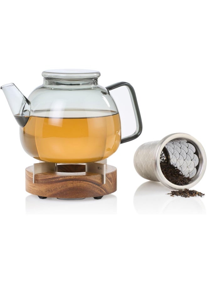 Adhoc إبريق الشاي AdHoc TK61 يونا من زجاج البورسليكات بلون رمادي دخاني خفيف بتصميم اسكندنافي ومزيج مواد أنيق بسعة 1.2 لتر من الشاي - Image 5