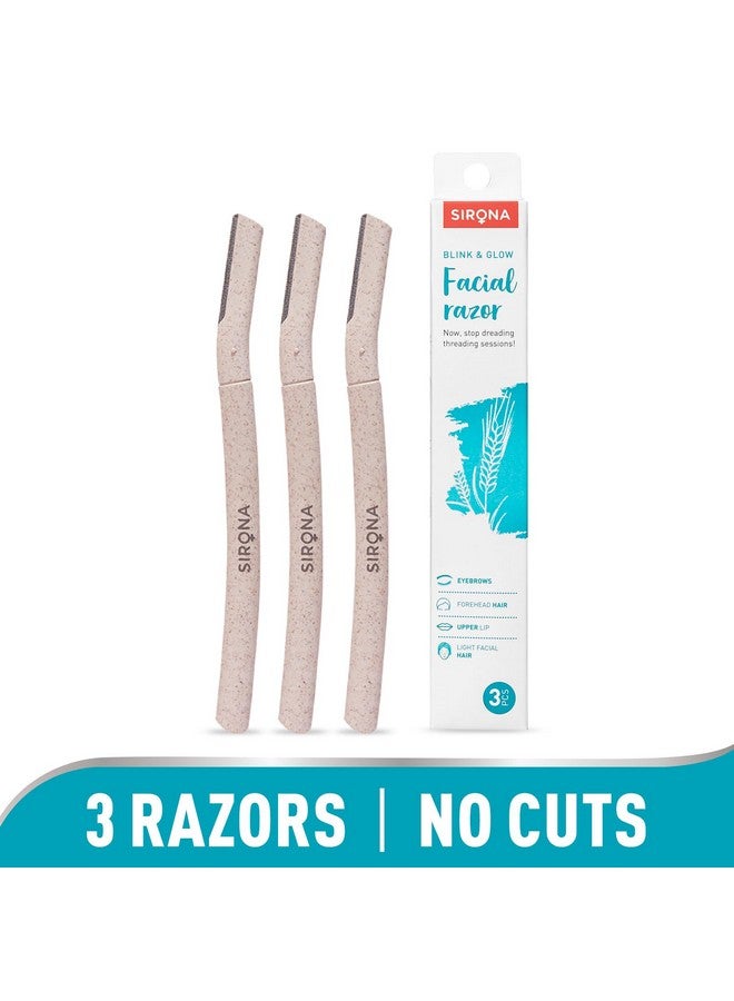 Sirona Face Razor For Women Facial Hair - Pack Of 3 | Painless Facial Hair Removal | Eyebrow Shaper | For Eyebrows, Upper Lip, Forehead, Peach Fuzz, Chin And Sideburns | Dermaplaning Tool - Image 2