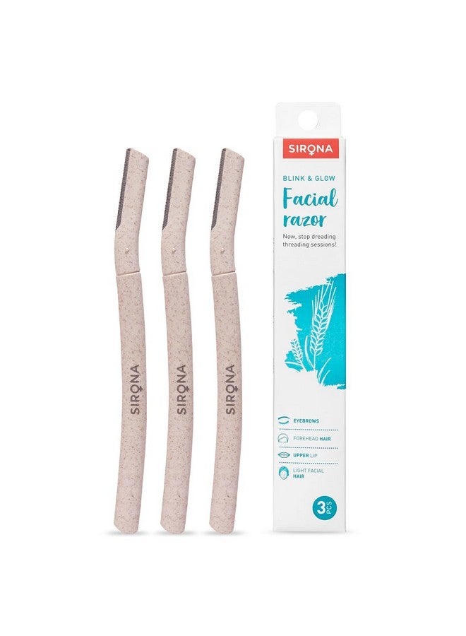 Sirona Face Razor For Women Facial Hair - Pack Of 3 | Painless Facial Hair Removal | Eyebrow Shaper | For Eyebrows, Upper Lip, Forehead, Peach Fuzz, Chin And Sideburns | Dermaplaning Tool - Image 1