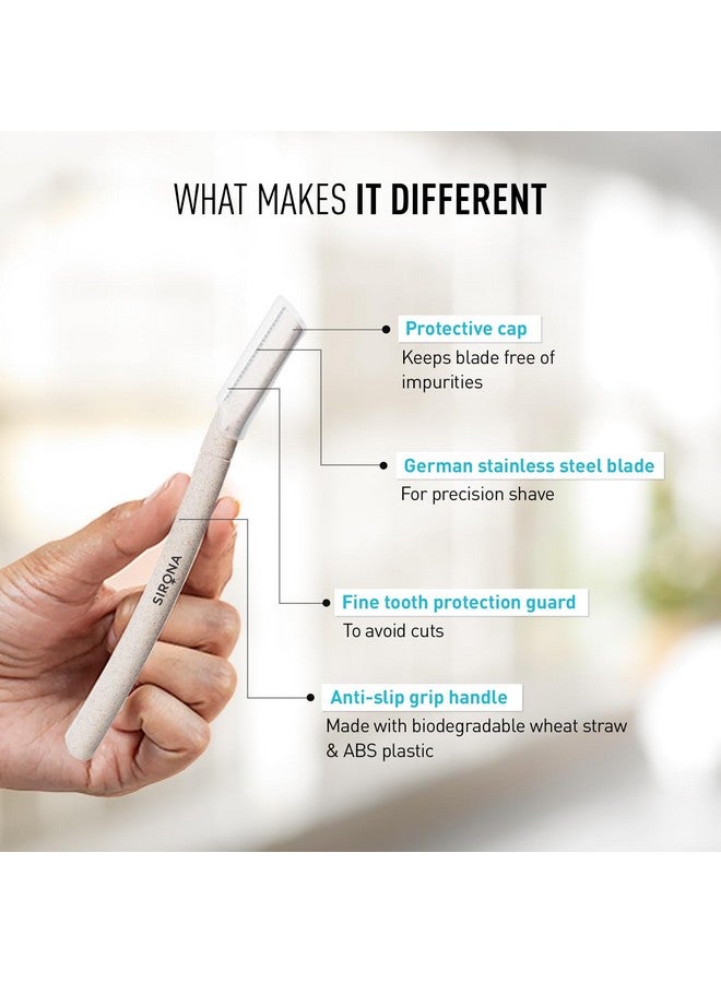 Sirona Face Razor For Women Facial Hair - Pack Of 3 | Painless Facial Hair Removal | Eyebrow Shaper | For Eyebrows, Upper Lip, Forehead, Peach Fuzz, Chin And Sideburns | Dermaplaning Tool - Image 5