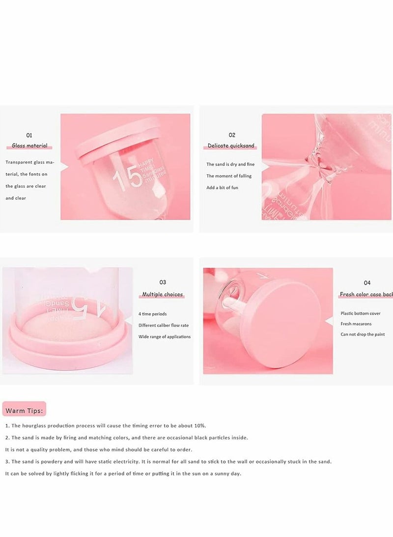 Sand Timer, Colorful Hourglass Sandglass Timer Toothbrush Timer 5mins, 10mins, 15mins, 30mins Sand Clock Timer for Kids Office Kitchen Games Toothbrush Classroom Home (Pack of 4) - Image 5