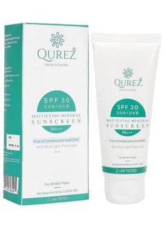 Mattifying Mineral Sunscreen Spf 30 Blue Light Protection Pa+++ Broad Spectrum Uv A Uv B For Glowing & Well Protected Skin Cream No White Cast Acne Safe 50 Ml