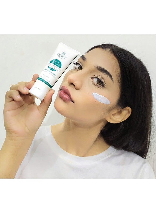 Qurez - Mattifying Mineral Sunscreen Spf 30 Blue Light Protection Pa+++ Broad Spectrum Uv A Uv B For Glowing & Well Protected Skin Cream No White Cast Acne Safe 50 Ml - Image 1