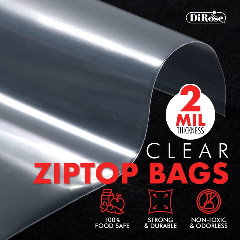 DiRose Reclosable Clear Plastic Zip Bags - By Dirose | Resealable  Strong  Thick  Sturdy | For Organizing  Travel  Shipping  Packaging  And Storage | 1.5X2 | 100 Pack - Image 3