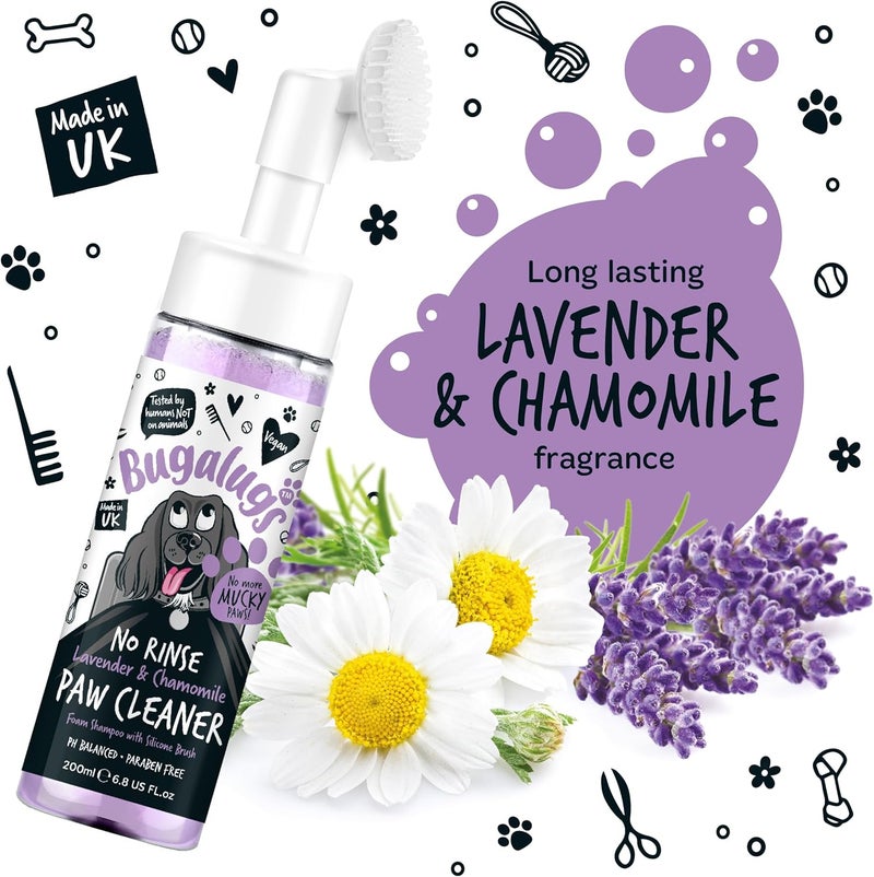 Bugalugs Lavender & Chamomile Paw Cleaner No Rinse Foam Shampoo - 200ML - Image 5