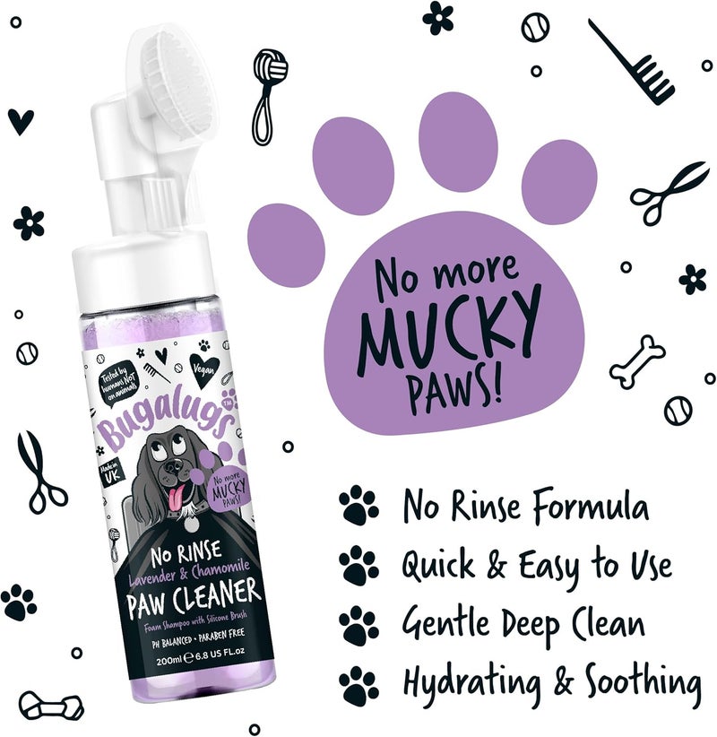 Bugalugs Lavender & Chamomile Paw Cleaner No Rinse Foam Shampoo - 200ML - Image 4