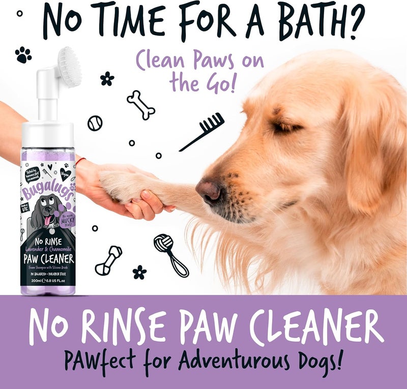 Bugalugs Lavender & Chamomile Paw Cleaner No Rinse Foam Shampoo - 200ML - Image 3