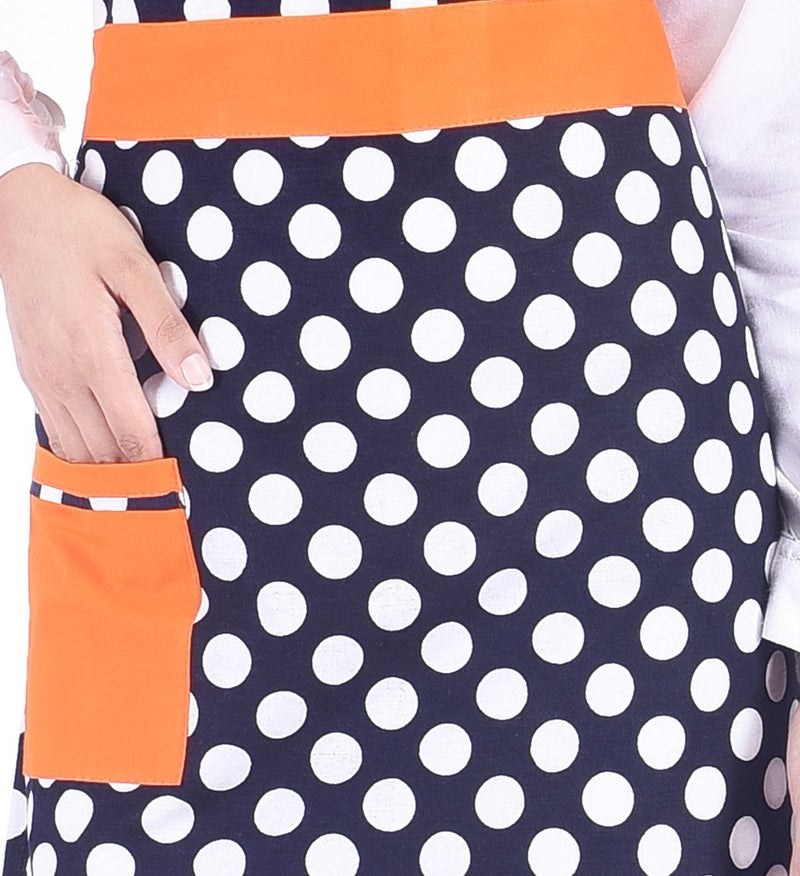 Switchon Polka Prints Free Size Waterproof Cotton Apron for Womens - Orange - Image 4