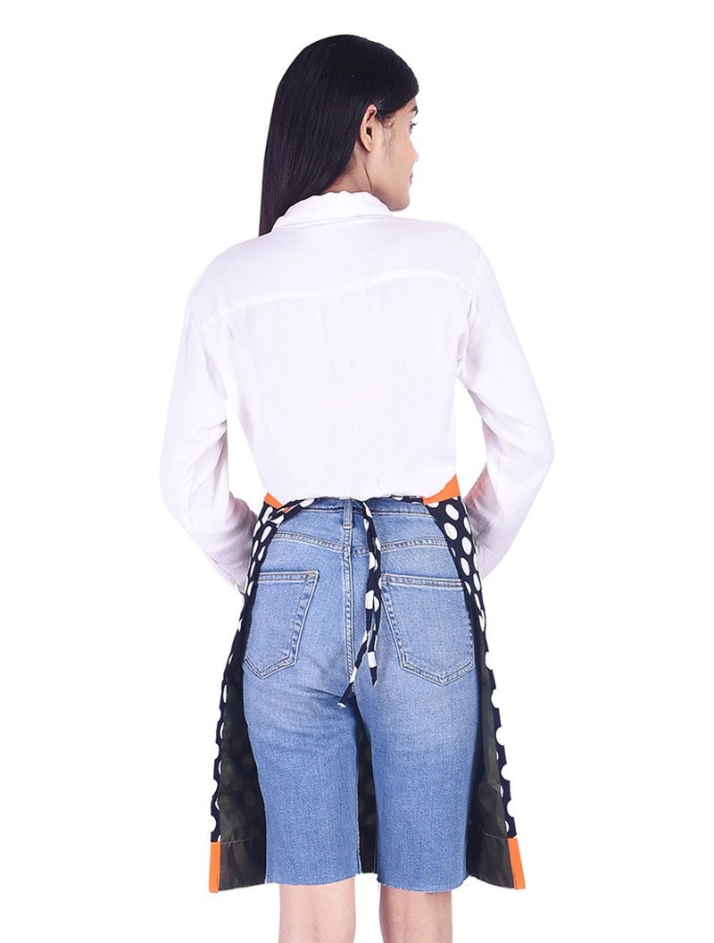 Switchon Polka Prints Free Size Waterproof Cotton Apron for Womens - Orange - Image 2