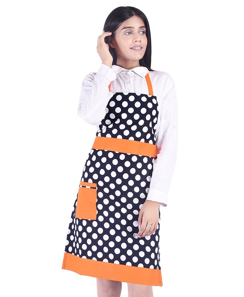 Switchon Polka Prints Free Size Waterproof Cotton Apron for Womens - Orange - Image 5