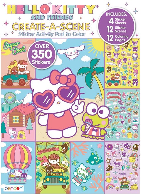 Bendon Hello Kitty and Friends Create a Scene Over 350 Stickers, Activity Pad to Color