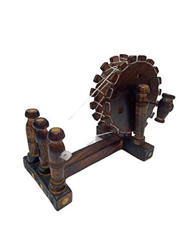 Generic Delux Wood Carver Handmade Wooden charkha showpiece Mini Spinning Wheel Antique Piece  - Image 2
