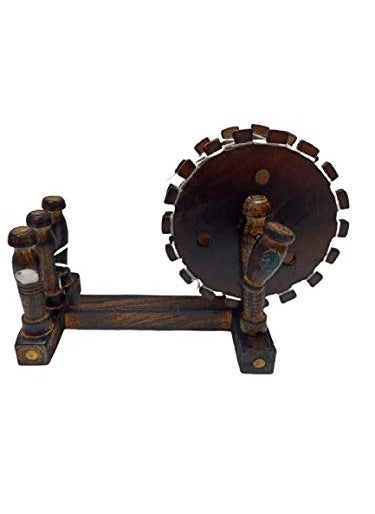 Generic Delux Wood Carver Handmade Wooden charkha showpiece Mini Spinning Wheel Antique Piece  - Image 1