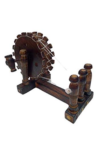 Generic Delux Wood Carver Handmade Wooden charkha showpiece Mini Spinning Wheel Antique Piece  - Image 4