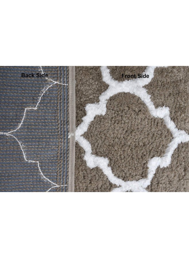 AEROHAVEN™ Glorious Super Soft Microfiber Abstract Moroccan Designer Anti Slip Bathmat (Taupe, 50 cm x 80 cm) - Image 3