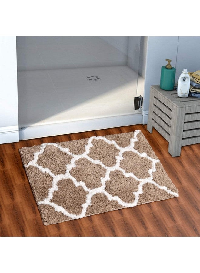 AEROHAVEN™ Glorious Super Soft Microfiber Abstract Moroccan Designer Anti Slip Bathmat (Taupe, 50 cm x 80 cm) - Image 1
