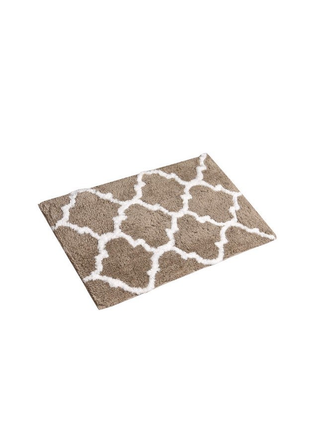 AEROHAVEN™ Glorious Super Soft Microfiber Abstract Moroccan Designer Anti Slip Bathmat (Taupe, 50 cm x 80 cm) - Image 2
