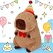 Achwishap Capybara PlushHappy Birthday Capybara Stuffed AnimalCute Plushies Capybaras Plush ToysKawaii Plushie Stuffed Toy with Birthday Hat Plushie for Kids Adults Birthdays GiftsBrown 12 - Image 3