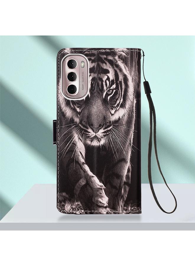 اس-توب جراب لهاتف موتورولا موتو جي ستايلس 5G 2022، جراب هاتف من الجلد المنسوج البسيط برسومات ملونة - Image 3