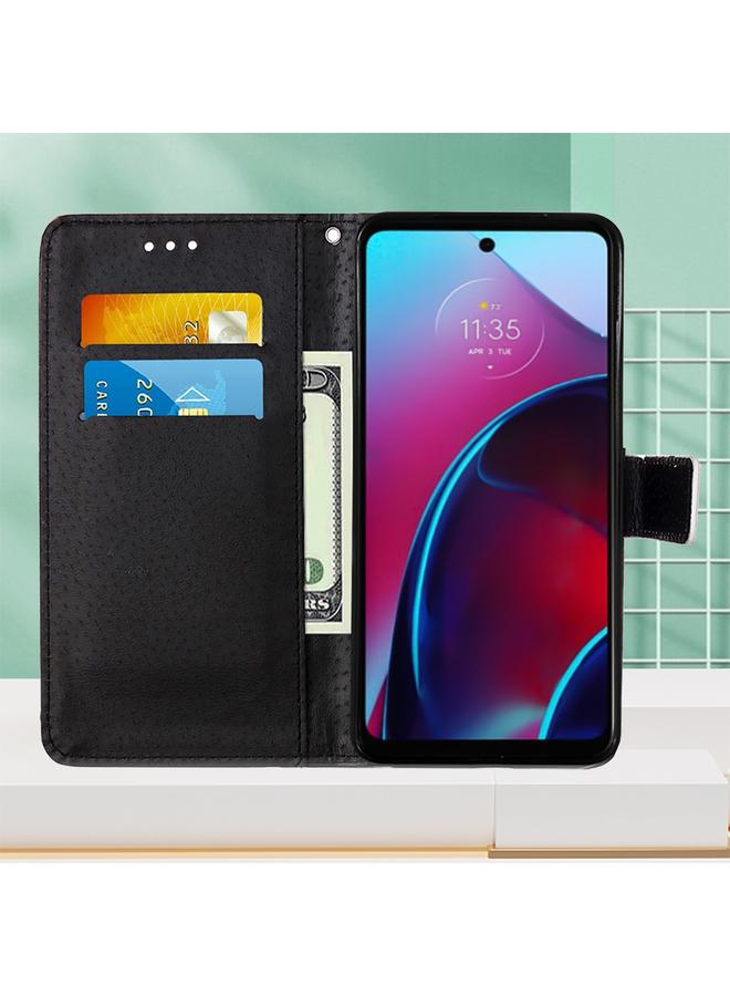 اس-توب جراب لهاتف موتورولا موتو جي ستايلس 5G 2022، جراب هاتف من الجلد المنسوج البسيط برسومات ملونة - Image 4