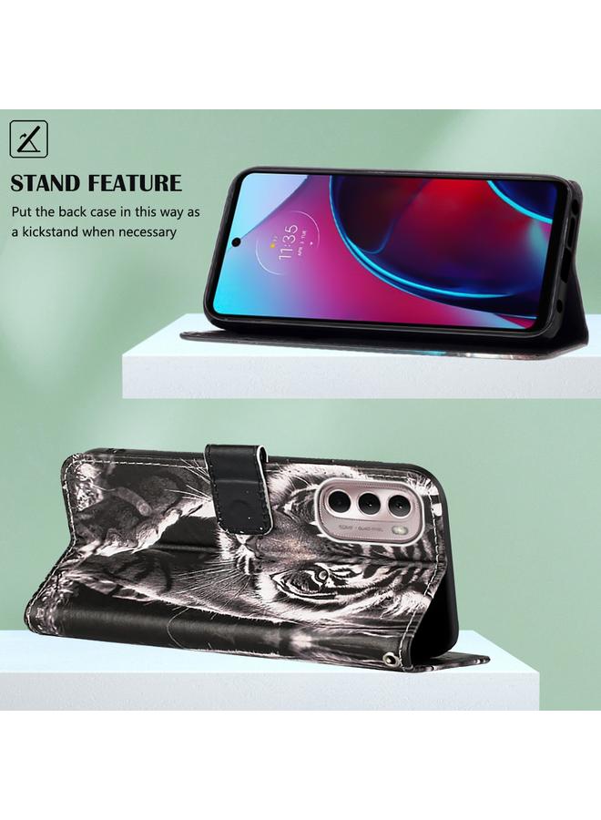 اس-توب جراب لهاتف موتورولا موتو جي ستايلس 5G 2022، جراب هاتف من الجلد المنسوج البسيط برسومات ملونة - Image 5