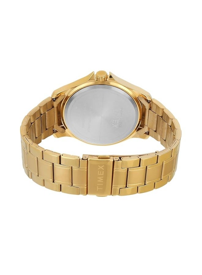 تيميكس ساعة يد TIMEX للرجال، عقارب، بمينا دائري أخضر وسوار من الفولاذ المقاوم للصدأ بلون الذهب الوردي - مقاومة للماء - طراز TW000X142 - Image 2