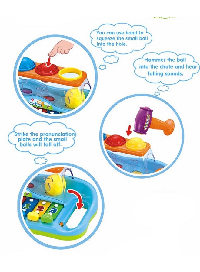 كيديتوس لعبة مقعد عزف بيانو موسيقي بألوان قوس قزح للأطفال من كيديتو مع كرات ومطرقة - Image 4