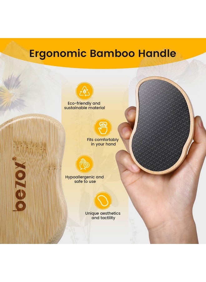 BEZOX BEZOX Glass Foot Scrubber Shower(1 PCS) - Nano-Glass Pedi Egg Pumice Stone for Feet Dead Skin, Plastic-Free Pedicure Foot File Callus Remover - Bamboo Handle  - Image 5