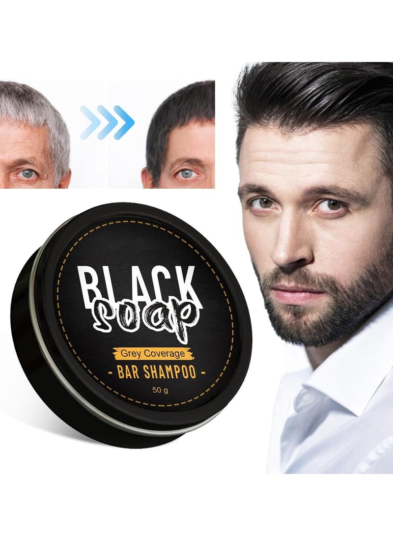Black Soap شامبو لتغميق لون الشعر للرجال، صابون مضاد للقشرة، منظف عميق للشعر الأسود، يغذي الشعر، يحسن اللون الرمادي والأبيض، جميل - Image 4