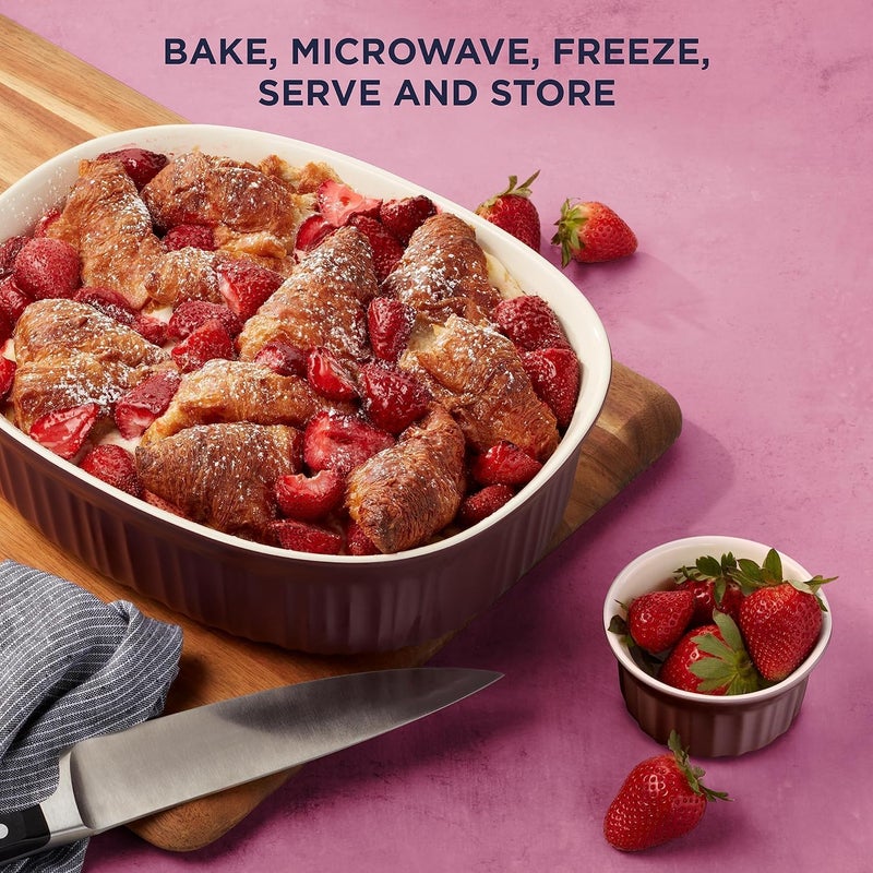 Corningware طقم أواني الخبز السيراميكية من كورنينغ وير مع أغطية مقاومة للكسر والتشقق 10 قطع فرنسي كابيرنيه - Image 3