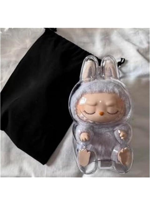 Popmart Labubu Clear Figure Display Case with Keychain, PVC Material