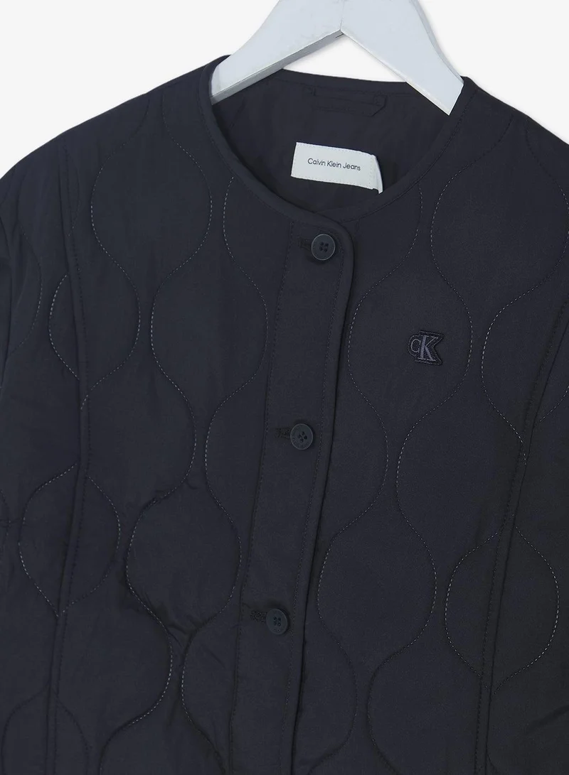 Calvin Klein Jeans Ck Black Youth Logo Quilted Bomber Jacket for Women | Best Price UAE